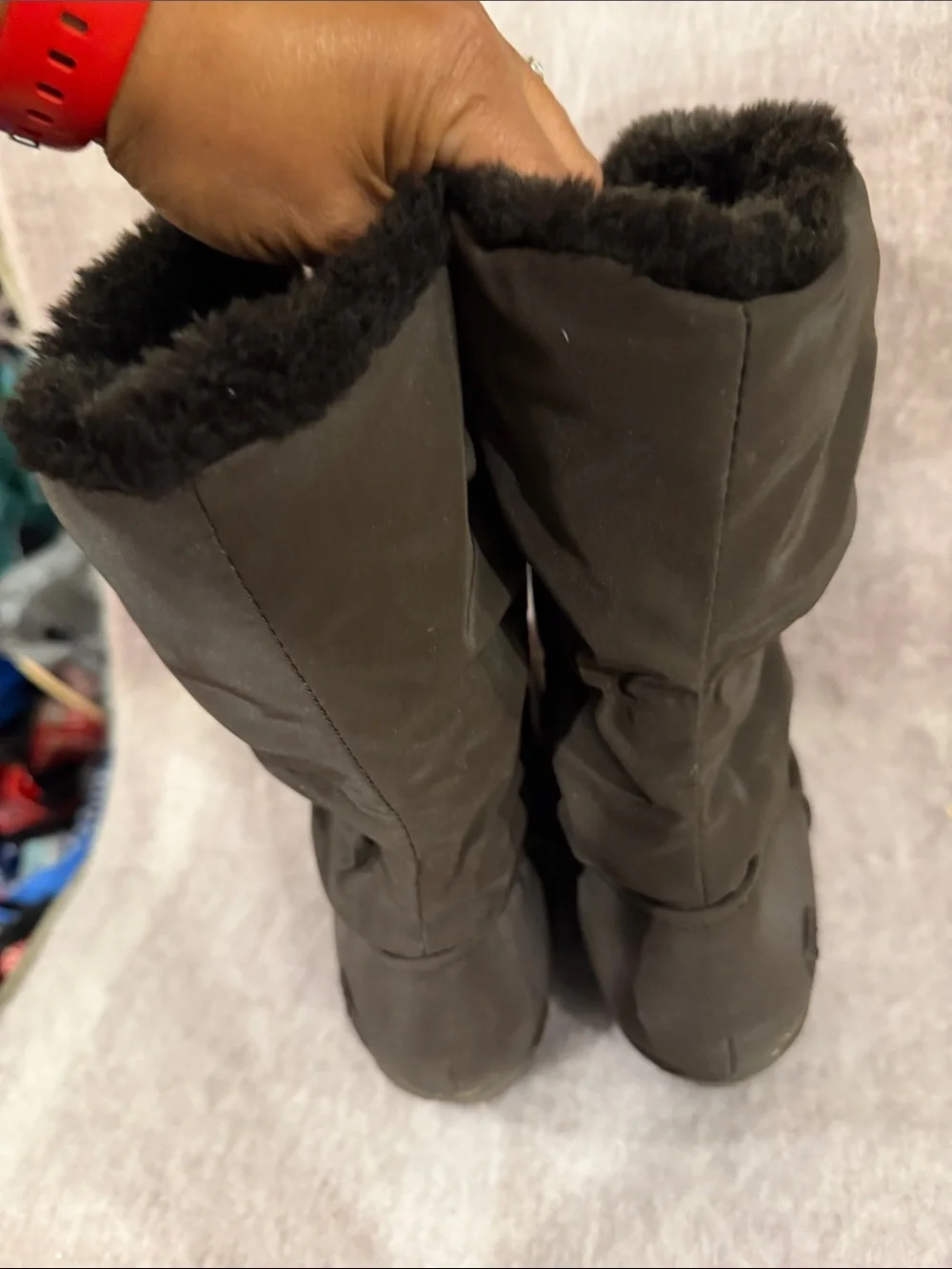 totes Brown Insulated Winter Mid-Calf Boots with Faux-Fur Collar
